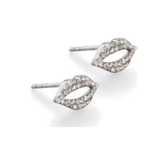 NEW ELA RAE tiny kiss pave diamond stud earrings in silver